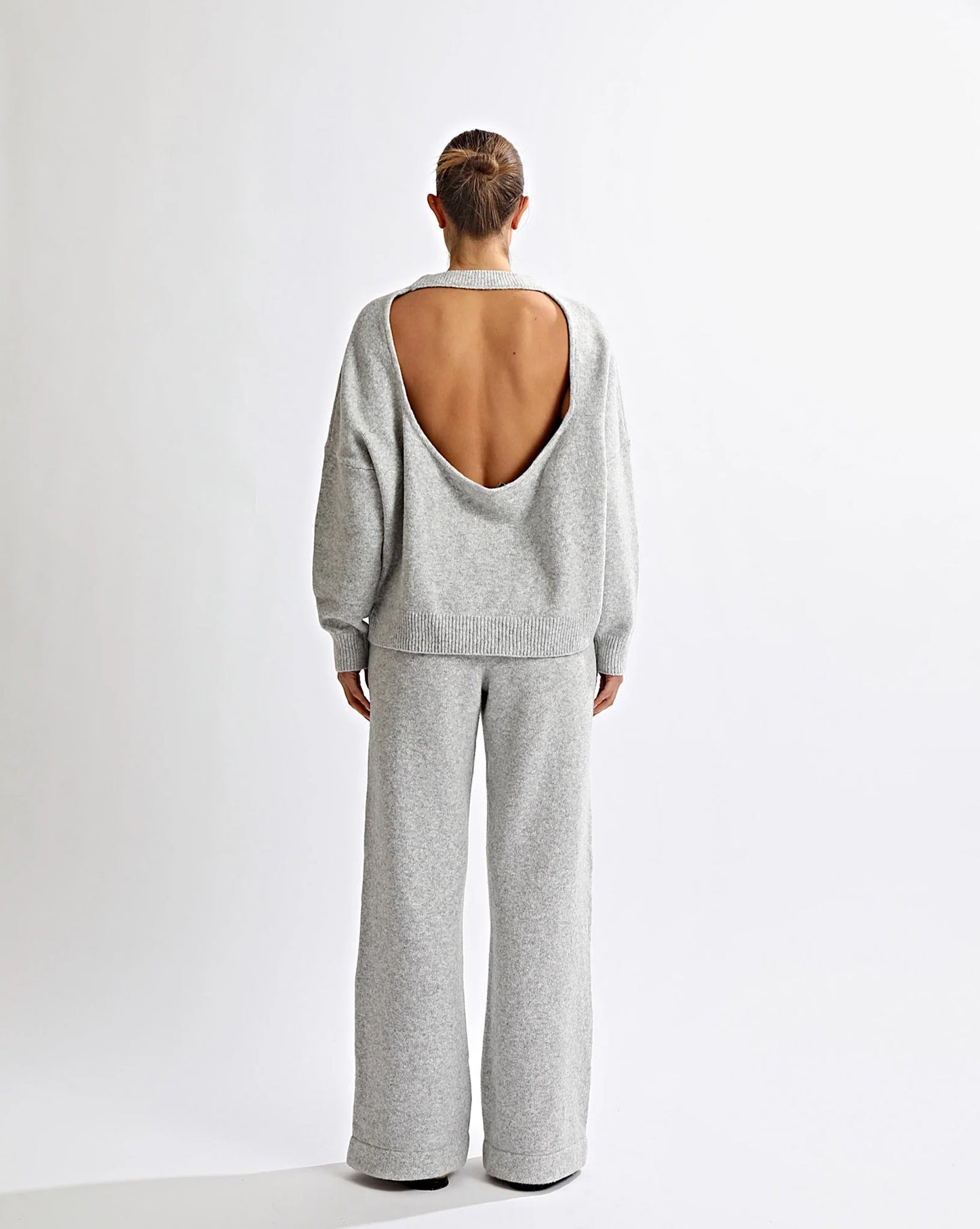 Knit Backless Jumper Grey Marl