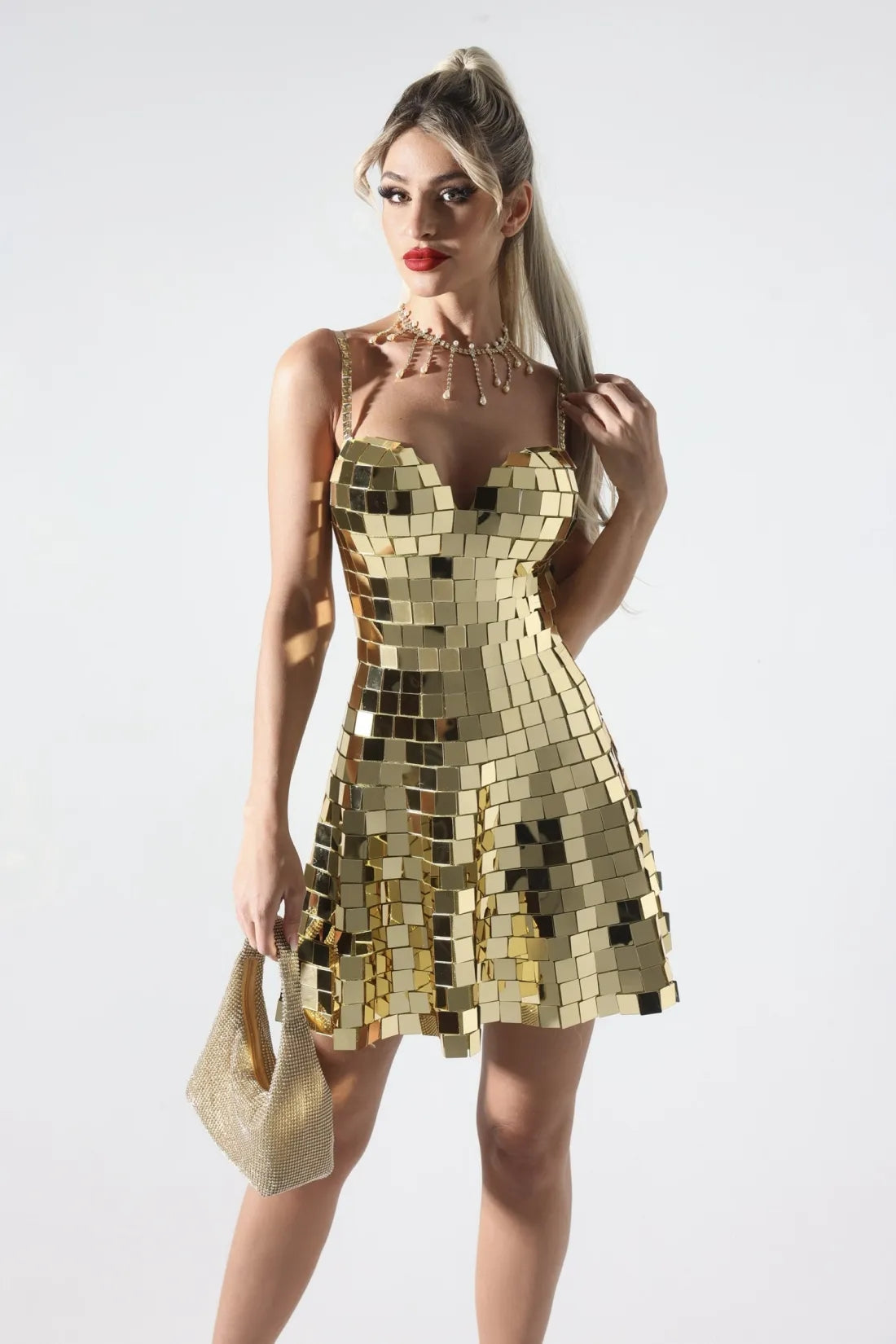 Soft Drama Metallic Mirror Dress