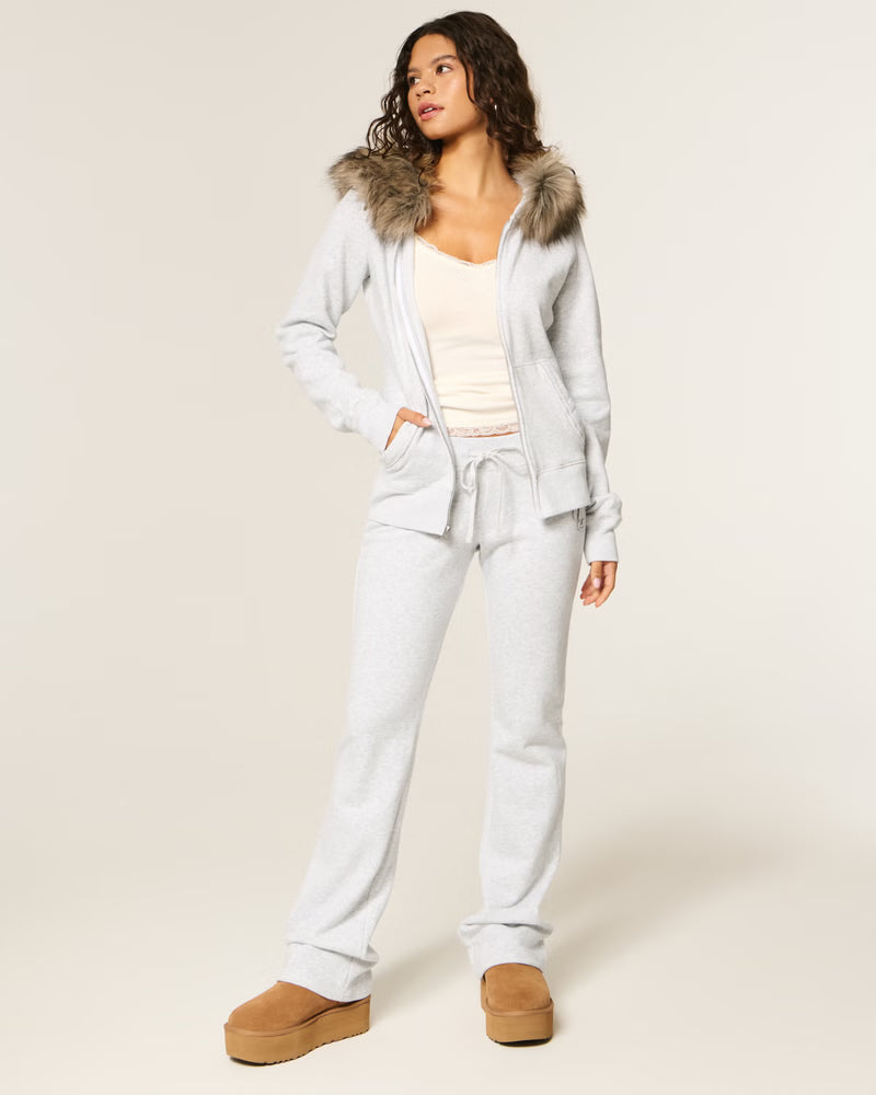 Fur Trim Zip-Up Hoodie