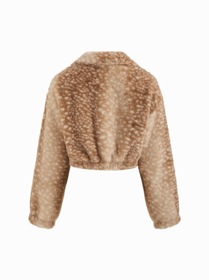 Faux Fur Deer Print Coat