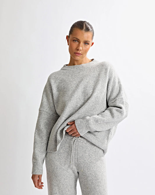 Knit Backless Jumper Grey Marl