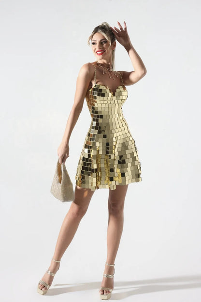 Soft Drama Metallic Mirror Dress